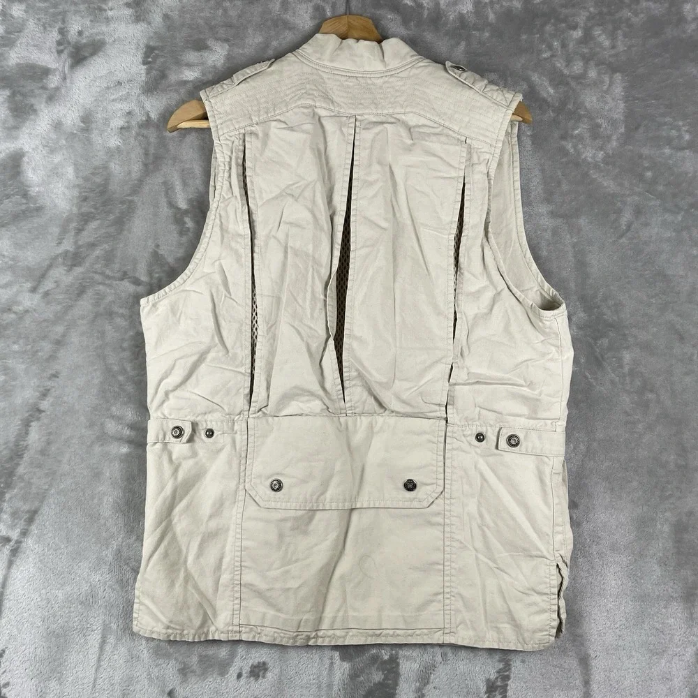 Vintage Banana Republic Safari Vest Mens XS Tan Utility Multi Pocket Fishing 90s